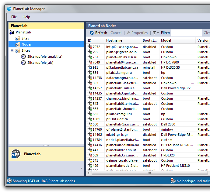 View the PlanetLab Nodes.