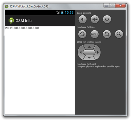 Displaying the IMEI in the Android application.